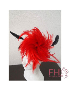 Fascinator Plumes Rouge Vif et Noir